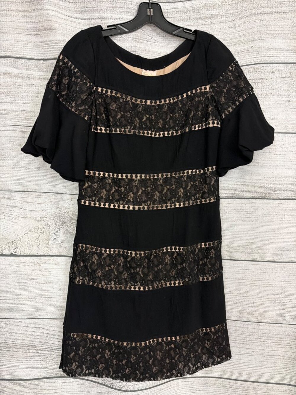 Tracy Reese Lace Panel Dress With Flutter Sleeves & Button Back Size 6